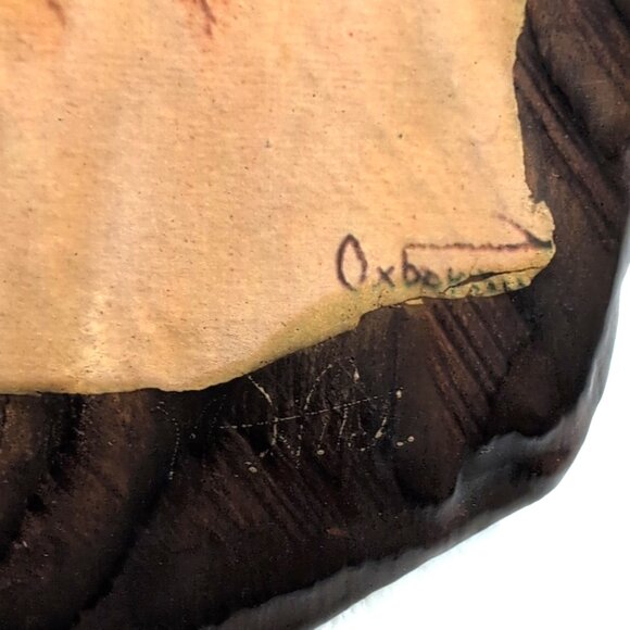 Vtg "Crying Boy" Dorothy Oxboro Indigenous Art Decoupage on Wood 8.5x11" Sealed - Picture 5 of 9